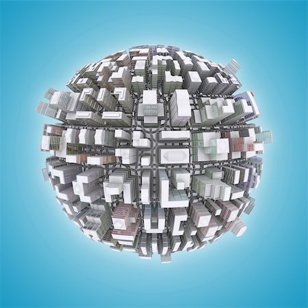 3d City planet urbanization concept Stock Photo - Budget Royalty-Free & Subscription, Code: 400-04864443