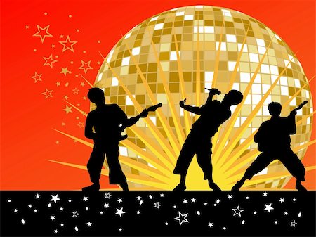 vector eps 10 illustration of dancing people silhouettes on a party background Stock Photo - Budget Royalty-Free & Subscription, Code: 400-04865064