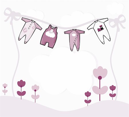 Card  illustration with baby clothes and flowers Stock Photo - Budget Royalty-Free & Subscription, Code: 400-04865380