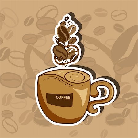 Vector picture with coffee cup and steam Stock Photo - Budget Royalty-Free & Subscription, Code: 400-04865907