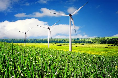 simsearch:400-05319608,k - Wind turbines farm in summer Stock Photo - Budget Royalty-Free & Subscription, Code: 400-04868081