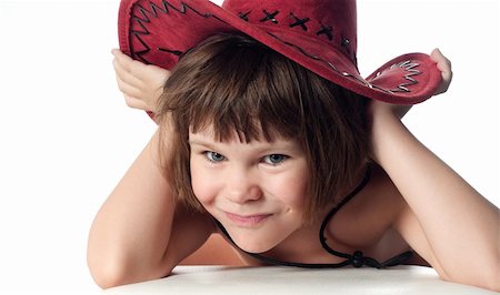simsearch:400-05153083,k - Beautiful little girl in a red hat on a white background Stock Photo - Budget Royalty-Free & Subscription, Code: 400-04869743