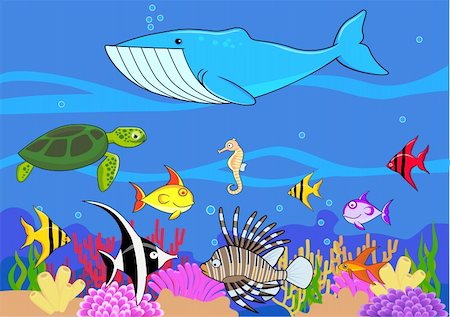 diving cartoon - Sea life cartoon Stock Photo - Budget Royalty-Free & Subscription, Code: 400-04869832