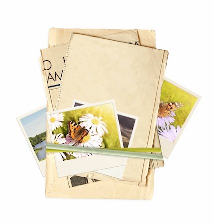 simsearch:400-05892111,k - Frame with old paper and photos. Objects isolated over white Stock Photo - Budget Royalty-Free & Subscription, Code: 400-04869865
