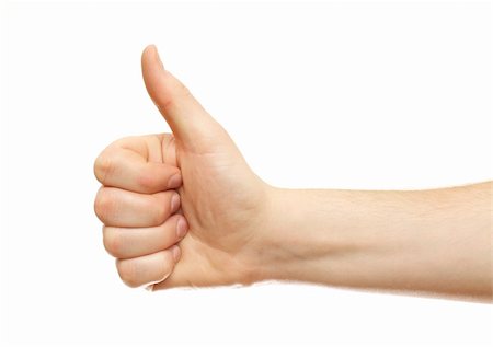 simsearch:400-04790442,k - Male hand shows thumb up on a white background. Stock Photo - Budget Royalty-Free & Subscription, Code: 400-04860398