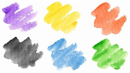 dripping colour art - Watercolor hand painted brush strokes set. Isolated on white background. Made myself. Stock Photo - Budget Royalty-Free & Subscription, Code: 400-04862177