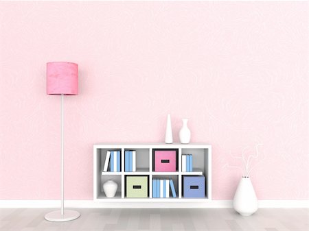 3d rendering interior of the modern room, pink wall Stock Photo - Budget Royalty-Free & Subscription, Code: 400-04862392