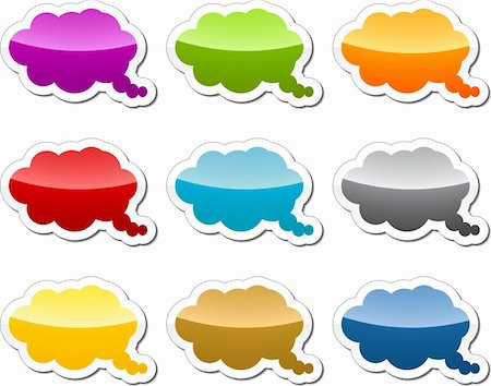 simsearch:859-03983201,k - Multicolored  speech bubble sticker icon illustration set Stock Photo - Budget Royalty-Free & Subscription, Code: 400-04862993