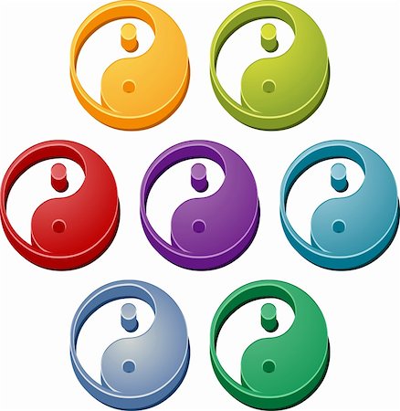 simsearch:400-04744928,k - Yin Yang balance info button icon colored illustration set Stock Photo - Budget Royalty-Free & Subscription, Code: 400-04863007
