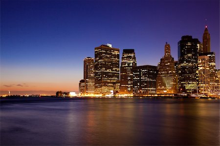 New York - view of Manhattan Skyline by night from  Brooklyn Stock Photo - Budget Royalty-Free & Subscription, Code: 400-04875149