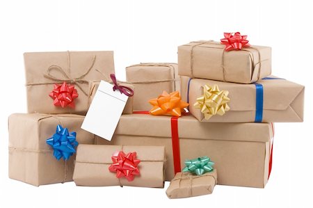simsearch:400-04374732,k - gift boxes with ribbon and blank label on white background Stock Photo - Budget Royalty-Free & Subscription, Code: 400-04875330