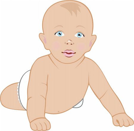 Baby crawling, isolated on white. Vector Illustration. Stock Photo - Budget Royalty-Free & Subscription, Code: 400-04875976