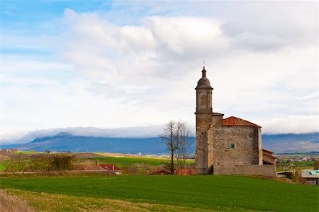 simsearch:400-05711931,k - Medieval Spanish Church Surrounded by Fields in the Rainy Weather Stock Photo - Budget Royalty-Free & Subscription, Code: 400-04876116