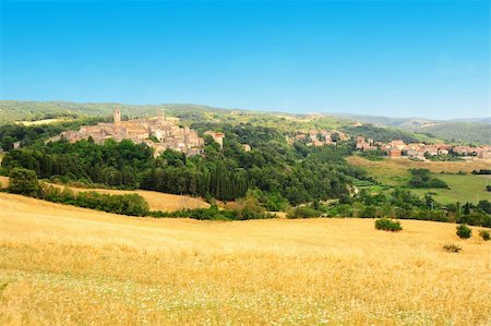 simsearch:400-05711931,k - The Medieval Italian Town Surrounded By Forests And Plowed Fields Stock Photo - Budget Royalty-Free & Subscription, Code: 400-04876112