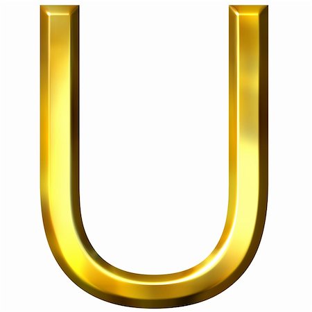 simsearch:400-04543513,k - 3d golden letter U isolated in white Stock Photo - Budget Royalty-Free & Subscription, Code: 400-04876481