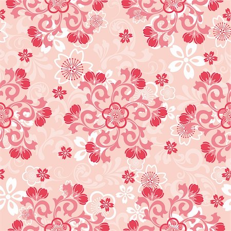 sakura flower pattern - Illustration vector Stock Photo - Budget Royalty-Free & Subscription, Code: 400-04876599