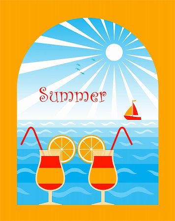 simsearch:400-05944023,k - vector summer background with cocktails, Adobe Illustrator 8 format Stock Photo - Budget Royalty-Free & Subscription, Code: 400-04877743