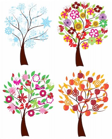 simsearch:400-04281316,k - Vector illustration of season trees Photographie de stock - Aubaine LD & Abonnement, Code: 400-04877810