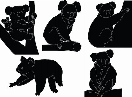 simsearch:400-04698881,k - koala silhouette collection - vector Stock Photo - Budget Royalty-Free & Subscription, Code: 400-04879027