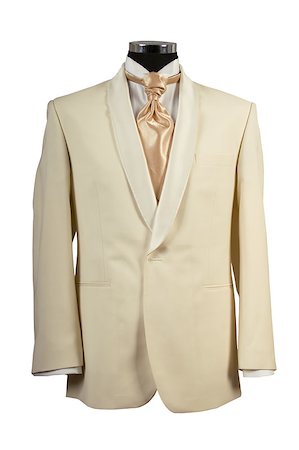 front view of withe suit and gold tie for ceremony Stock Photo - Budget Royalty-Free & Subscription, Code: 400-04879880