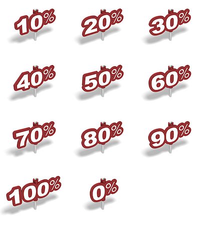 simsearch:600-06702130,k - Complete set of percent red sign over a white background Stock Photo - Budget Royalty-Free & Subscription, Code: 400-04879918