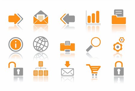 simsearch:400-03938572,k - Web and Internet icons reflected on white background, isolated objects Stock Photo - Budget Royalty-Free & Subscription, Code: 400-04870070