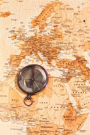 World map with compass showing North Africa and Europe Stock Photo - Budget Royalty-Free & Subscription, Code: 400-04870207