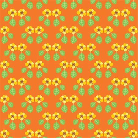 simsearch:400-05686210,k - Handpainted seamless vector pattern with yellow flowers and green leaves on an orange background Stock Photo - Budget Royalty-Free & Subscription, Code: 400-04870560