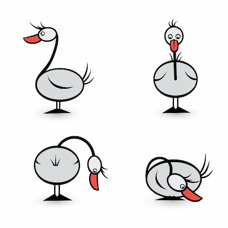 dvarg - Abstract Four geese in different positions. Illustration on white background Stock Photo - Budget Royalty-Free & Subscription, Code: 400-04870860