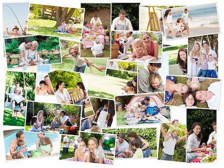 simsearch:400-04654755,k - Collage of cute families having fun outdoors Foto de stock - Super Valor sin royalties y Suscripción, Código: 400-04871444