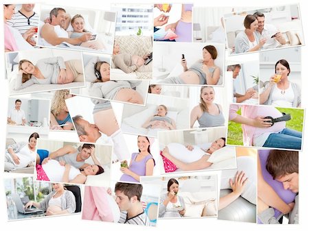 simsearch:400-05716366,k - Collage of pregnant women at home Stock Photo - Budget Royalty-Free & Subscription, Code: 400-04871450