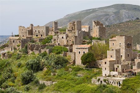 The old traditional settlement of Vathia, in the area of Mani, southern Greece Stock Photo - Budget Royalty-Free & Subscription, Code: 400-04872600