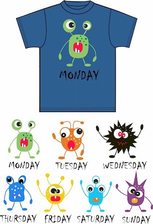 monster print for each weekday Stock Photo - Budget Royalty-Free & Subscription, Code: 400-04872620