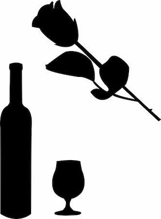 dozen roses - wine and rose illustration - vector Stock Photo - Budget Royalty-Free & Subscription, Code: 400-04872635