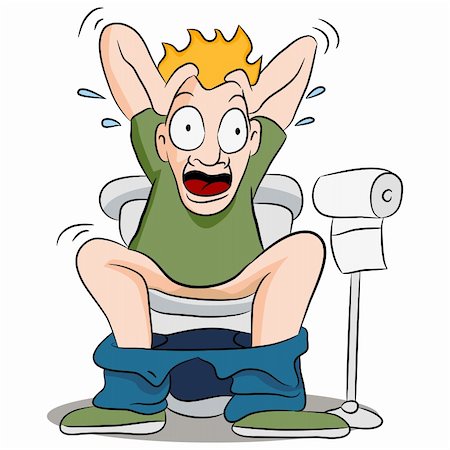 An image of a constipated man on a toilet. Stock Photo - Budget Royalty-Free & Subscription, Code: 400-04873383