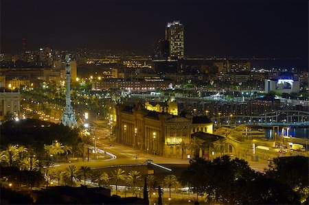 Night panorama of the city of Barcelona Spain, From the mountain of Montjiuc. Stock Photo - Budget Royalty-Free & Subscription, Code: 400-04884928