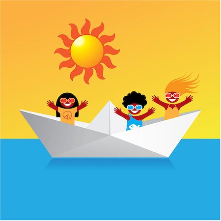 Happy boat. Template for the design of commercial tourist company. Stock Photo - Budget Royalty-Free & Subscription, Code: 400-04884944