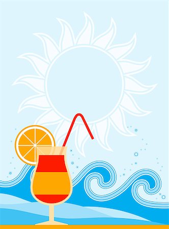 simsearch:400-05944023,k - vector summer background with cocktail and waves, Adobe Illustrator 8 format Stock Photo - Budget Royalty-Free & Subscription, Code: 400-04885411