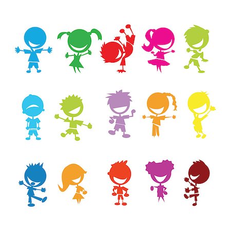 drawing of isolated colorful kids on white background Stock Photo - Budget Royalty-Free & Subscription, Code: 400-04886069