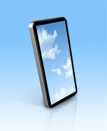 simsearch:400-04376796,k - blue sky in a 3D mobile phone Foto de stock - Super Valor sin royalties y Suscripción, Código: 400-04886311