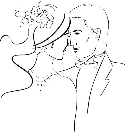 simsearch:400-07216352,k - Vector Illustration of a Romantic Couple Photographie de stock - Aubaine LD & Abonnement, Code: 400-04886510