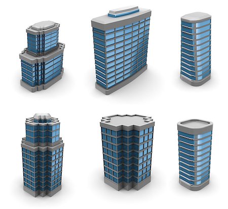 projects icon - 3d illustration of city buildings set, over white background Stock Photo - Budget Royalty-Free & Subscription, Code: 400-04886908