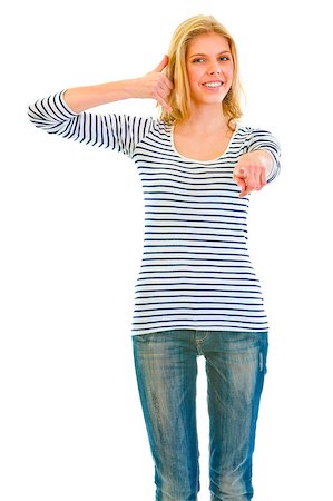 simsearch:400-05888428,k - Smiling  teen girl showing contact me gesture and pointing finger at you isolated on white Stock Photo - Budget Royalty-Free & Subscription, Code: 400-04880279
