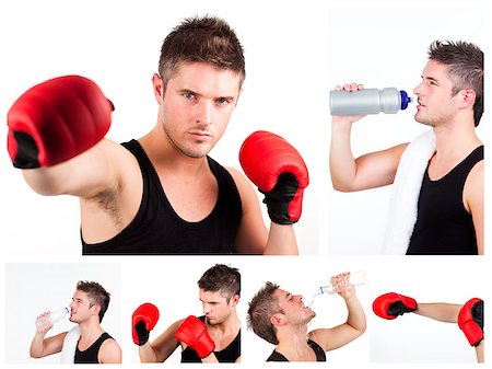 simsearch:400-03984387,k - Collage of male boxer while boxing or having a rest Stock Photo - Budget Royalty-Free & Subscription, Code: 400-04881355