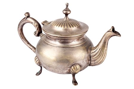 Antique teapot on white background Stock Photo - Budget Royalty-Free & Subscription, Code: 400-04882306