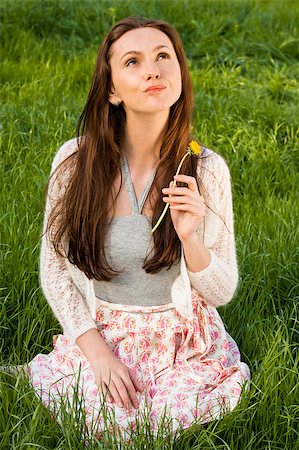 simsearch:400-04399510,k - Girl with dandelion on green field Stock Photo - Budget Royalty-Free & Subscription, Code: 400-04882802