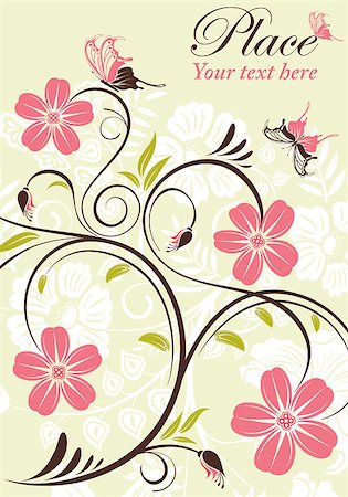 simsearch:400-04362237,k - Flower frame with butterfly, element for design, vector illustration Stock Photo - Budget Royalty-Free & Subscription, Code: 400-04895166