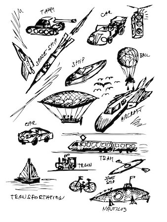 shadow plane - hand drawn transportaion icons from my fantasy Stock Photo - Budget Royalty-Free & Subscription, Code: 400-04895326