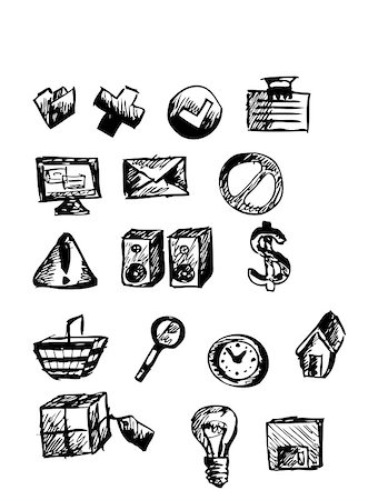 simsearch:400-04729472,k - computer hand drawn icons isolated on the white background Stock Photo - Budget Royalty-Free & Subscription, Code: 400-04895337