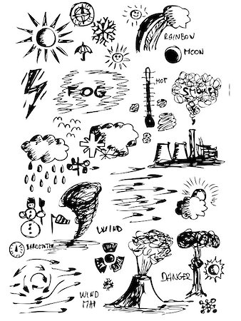 simsearch:400-04324823,k - wheather icons (hand drawn isolated on the white background Photographie de stock - Aubaine LD & Abonnement, Code: 400-04895361